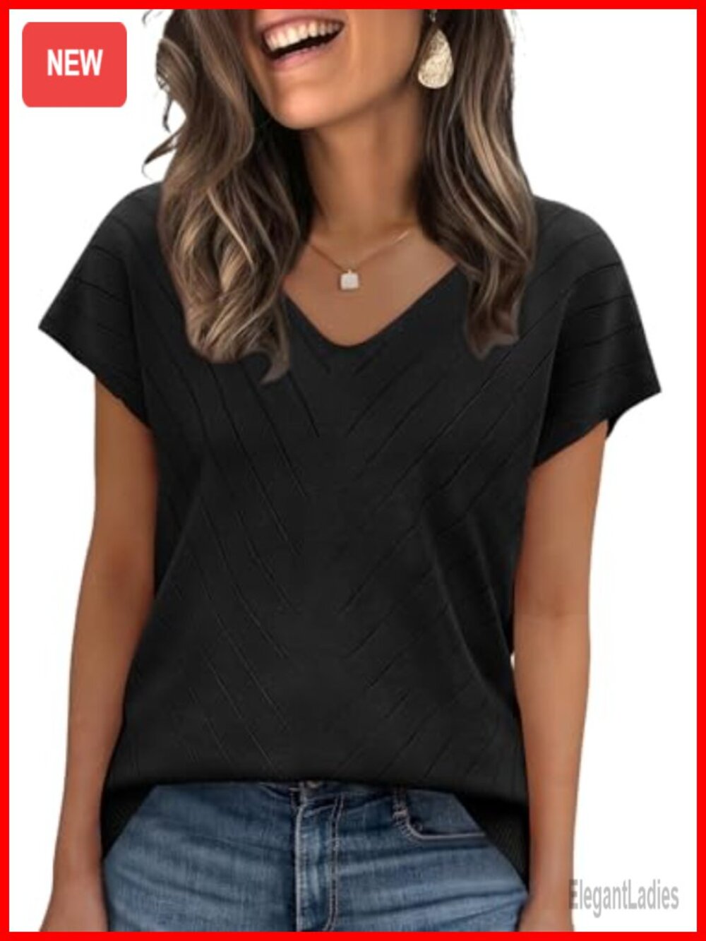 Womens Lightweight Knit V-Neck Cap Sleeve Sweater Pullover Business Casual